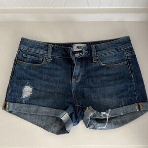 PAIGE Women's Distressed Blue Jean Shorts